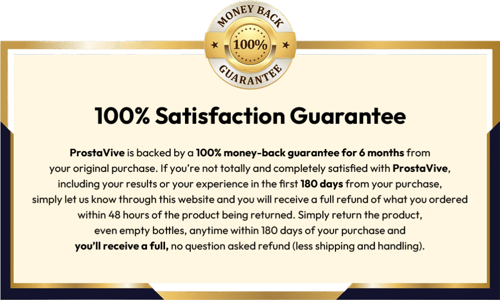 ProstaVive supplement bottle with medical icons and question text asking if ProstaVive is FDA approved.